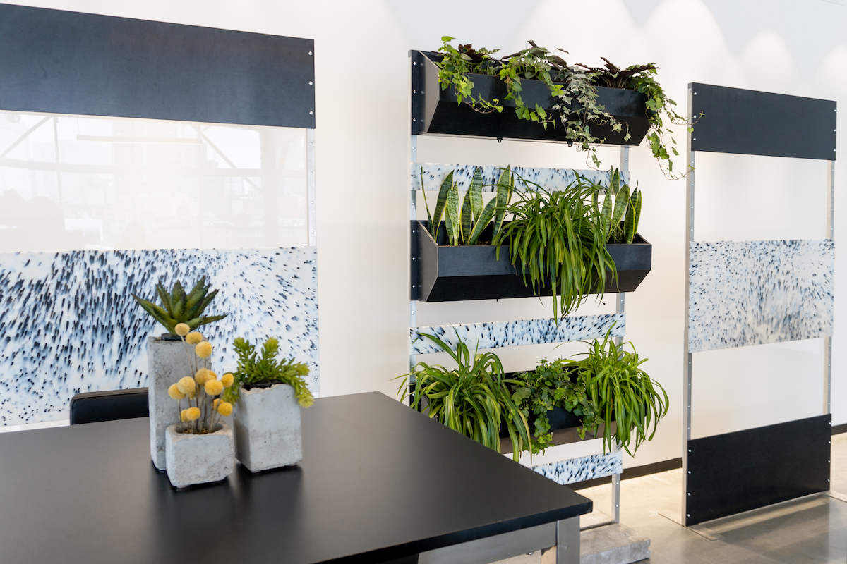 Murs végétaux pour espace commercial et séparation d'espace bureau